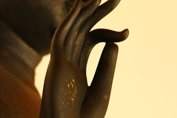 close up of buddha statue hand gesture