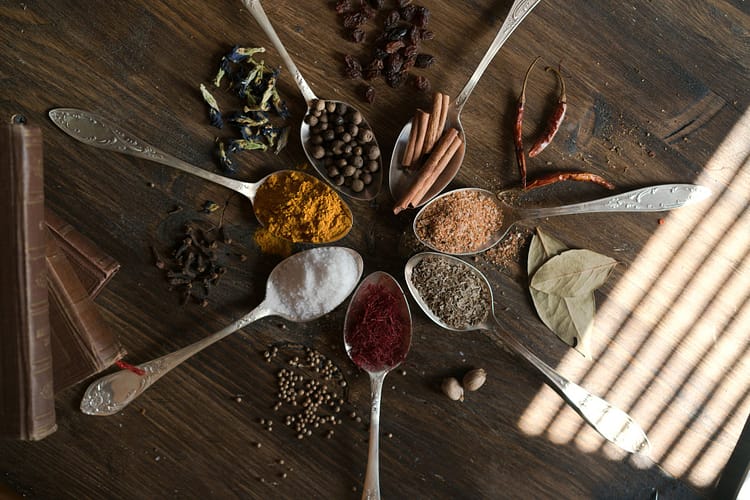 spices on tablespoons